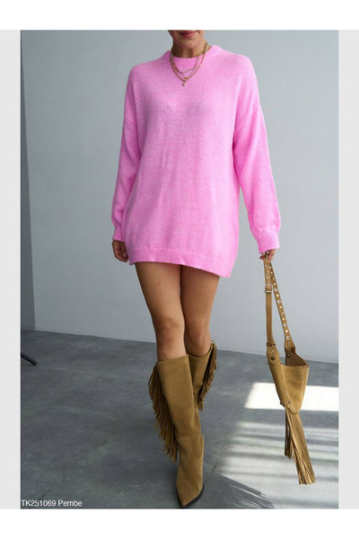 MODA Pulover casual pentru femei guler rotund cu croială largă și textura moale