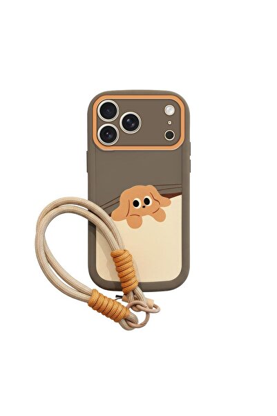 Zebana iPhone 17 Pro Max Compatible Case with Hand Strap Cat and Puppy Silico...