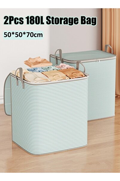 Generic 2Pcs Large Storage Bag 180L(50x50x70cm) Clothes Storage Bin Storage C...