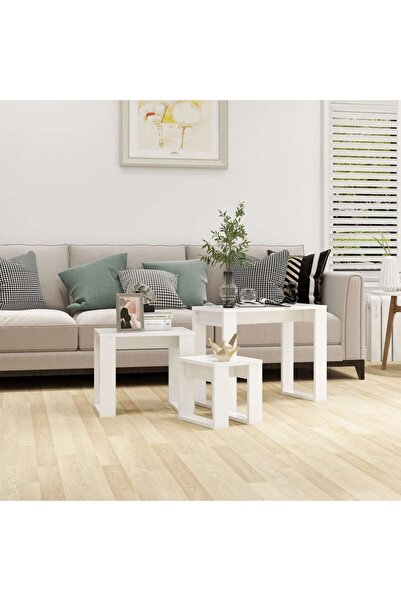 vidaxl Nesting Tables 3 pcs White Engineered Wood