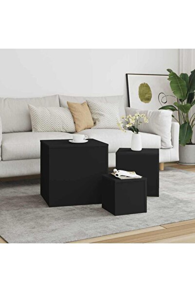 vidaxl Side Tables 3 pcs Black Engineered Wood