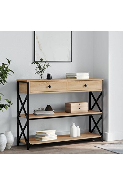 vidaxl Console Table Sonoma Oak 100x28x75 cm Engineered Wood