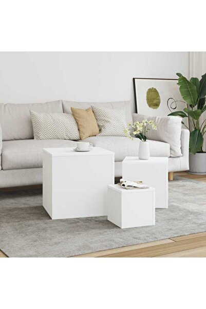 vidaxl Side Tables 3 pcs White Engineered Wood