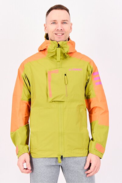 adidas جاكيت رجالي رياضي بأكمام طويلة مناسب للأنشطة الخارجية، أخضر