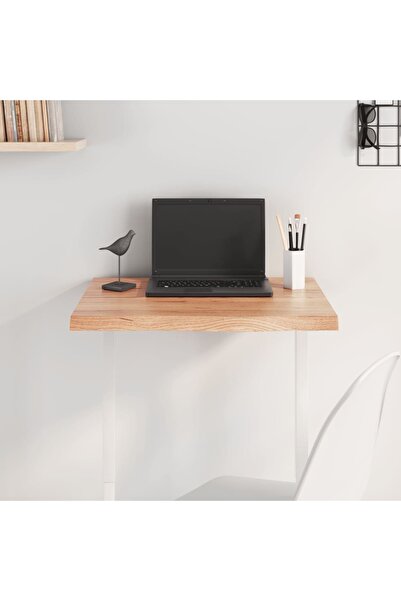 vidaxl سطح طاولة بني فاتح 60×50×(2-4) سم، خشب بلوط صلب معالج