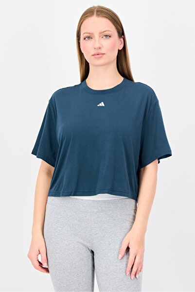 adidas Women Loose Fit Short Sleeve Outdoor Crop Top, Teal Green