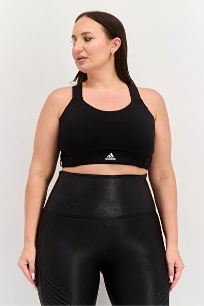 adidas Women Plus Size Brand Logo Padded Sports Bra, Black