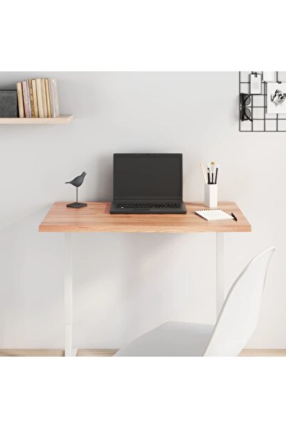 vidaxl سطح طاولة بني فاتح 80×50×2 سم، خشب بلوط صلب معالج