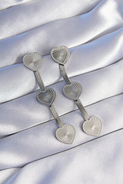 shopwave 316L الصلب الفضي اللون سلسلة طويلة الإيطالية مفصلة أقراط القلب