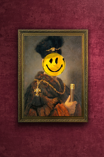 FurelArt Modern Klasik Mr Smile Popart Tablo - Vintage Desenli Çerçeve - Altı...