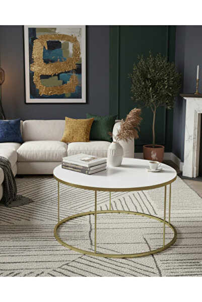 Reyo Orta Sehpa Terra Lüx Gold Beyaz