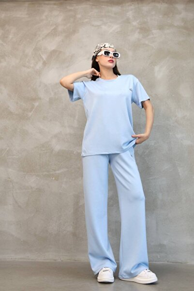 beşirebutik Women's Modal Fabric Short Sleeve Tracksuit Bottom Top Set