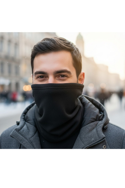 QUOS Anti-Wind Fleece Neck Collar Beanie 2-Pack Green Black