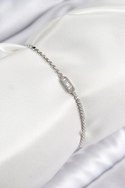 shopwave سوار نسائي من حجر الزركون والنحاس مستطيل الشكل وسلسلة مكسورة باللون ...