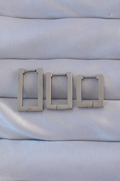 shopwave طقم أقراط مستطيلة من الفولاذ باللون الفضي 316L