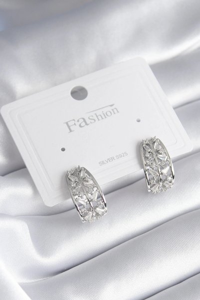 shopwave Brass Silver Rk Zircon Stone Women's Earrings