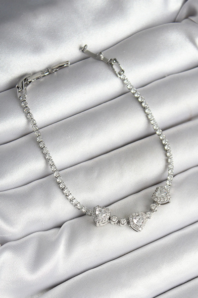 shopwave Silver Rk Women's Bracelet with Brass Row Figures and Zircon Stones