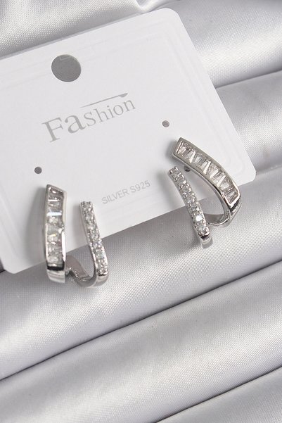 shopwave Brass Silver Rk Zircon Stone Women's Earrings