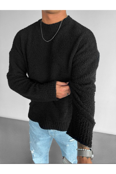 Lemur İspanyol Havlu Kumaş Dokulu Triko Kazak