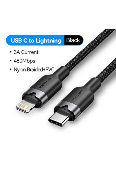 Choice 1m Black Vention 27W USB C to Lightning Cable for iPhone 14 13 12 Pro ...