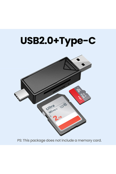 Choice قارئ بطاقات أسود ثنائي الفتحات USB 2.0/3.0، محول قارئ بطاقات ذاكرة SD/...