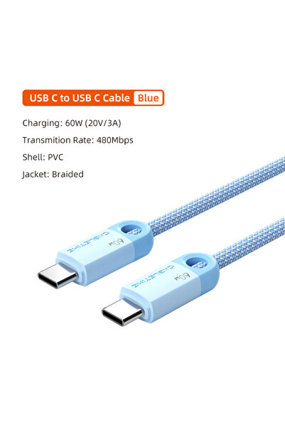 Choice 2m Blue CABLETIME USB C to USB C Cable 60W 480Mbps Fast Charging Cable...