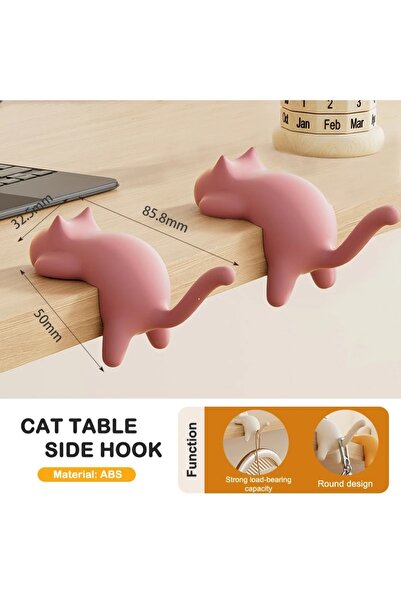 Choice خطافان ورديان على شكل قطة لحقيبة الظهر، يُعلقان على حافة مكتب العمل، ل...