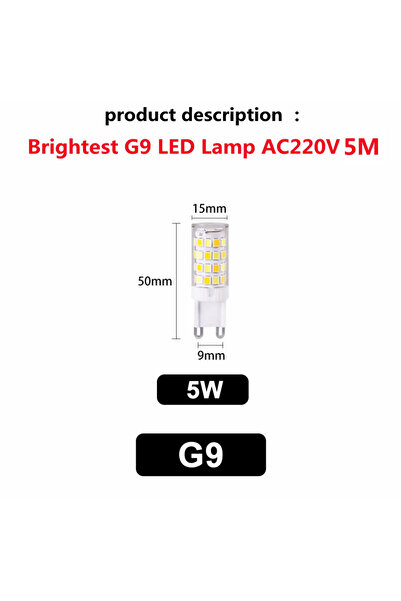 Choice 5 مصابيح LED بيضاء باردة 220 فولت G9-5 واط، الأكثر سطوعًا، تعمل بتيار ...