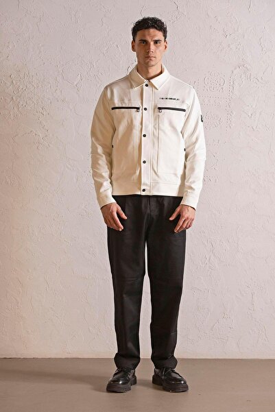 GMG FIRENZE Gömlek Yaka Cep Baskı Tasarımlı Erkek Örme Mont