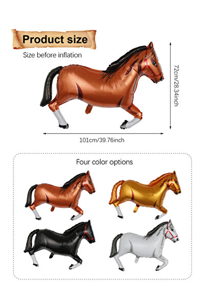 Choice مجموعة أخرى من 4 بالونات فويل بيضاء/سوداء/بنية على شكل حصان، 2/4 بالون...