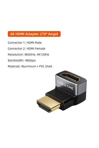 Choice 270 Degree CABLETIME HDMI Adapter 8K HDMI 2.1 90 Degree Male to Female...