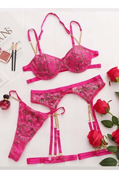 Margoun Women's Sexy Mesh Brassier Floral Ladies Seductive Lingerie Set-2XL