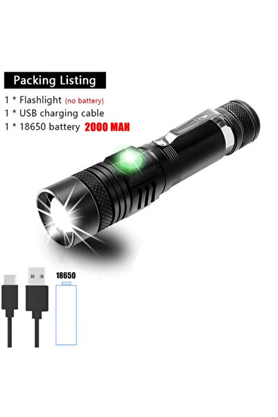Choice 1PC with Battery 1000LM Zoomable LED Flashlight USB Rechargeable Water...
