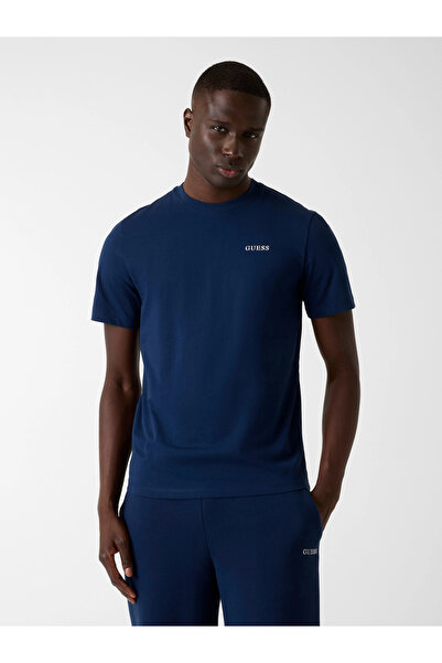 Guess Marzio guler rotund cu mânecă scurtă pentru bărbați albastru tricou Z6R...