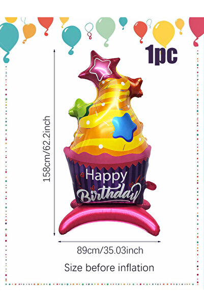 Choice بالون واحد من رقائق الألومنيوم على شكل كعكة عيد ميلاد قائمة، مناسب لحف...