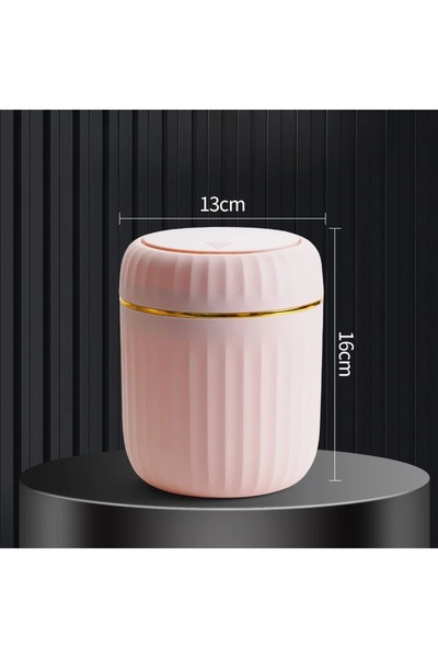 Choice Pink Mini Desktop Trash Can with Lid Garbage Office Desk Storage Box W...