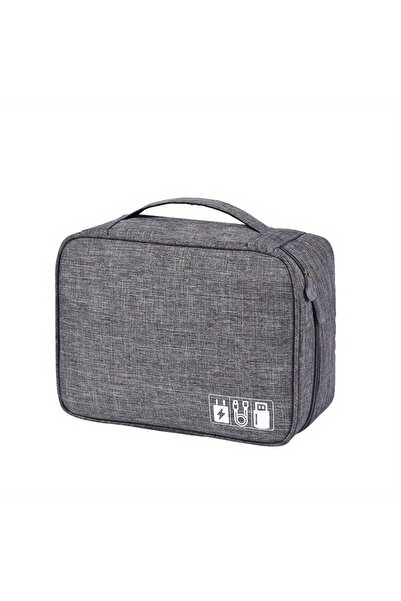 Choice حقيبة تخزين رقمية محمولة رمادية اللون، مزودة بمقبس شاحن USB، مقاومة لل...