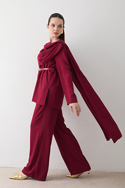 Melike Tatar Belted Shawl Detailed Set 32-2606