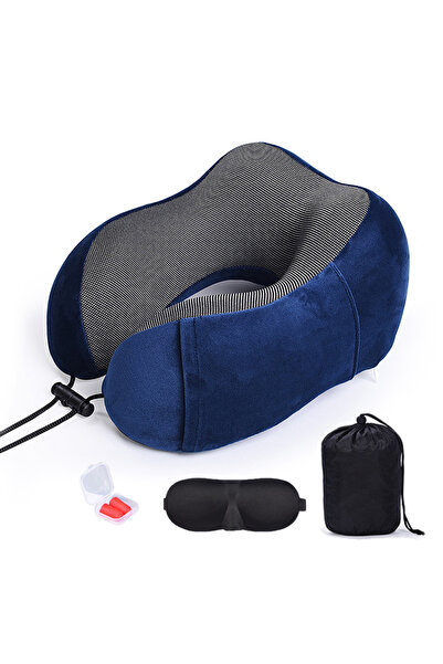 Choice طقم وسادة على شكل حرف U من القماش المخملي المغناطيسي مع قناع للعين وسد...