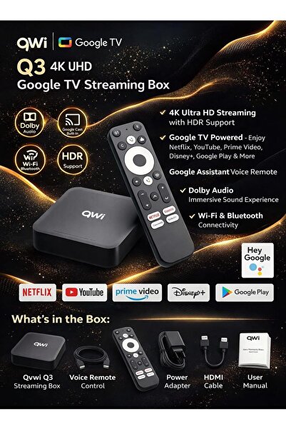 Generic Qvwi Q3 4K UHD Google TV Streaming Box