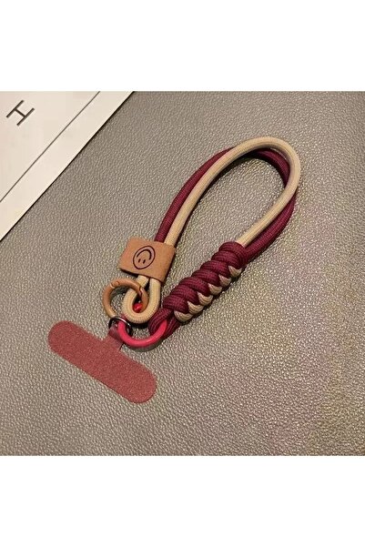 Choice Red and Camel Collision Color Woven Phone Case Universal Hanging Rope ...