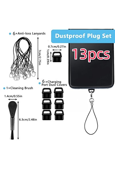 Choice 13 Pieces Black 13-Piece Type-C Phone Earphone Universal Dust Plug Set...