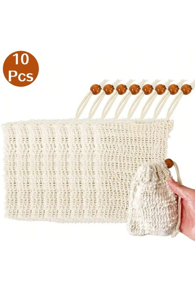 Choice1 10Pcs 5/10Pcs Natural Cotton Linen Foaming Soap Bags Linen-cotton Exf...