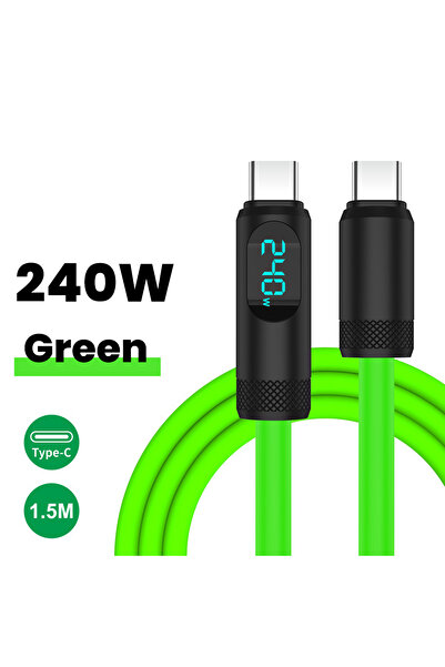 Choice كابل شحن سريع رقمي Elough أخضر بطول 1.5 متر بقدرة 240 واط، مزود بمنفذي...