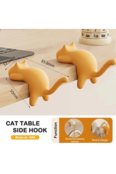 Choice خطافان أصفران على شكل قطة لحقيبة الظهر، يُعلقان على حافة مكتب العمل، ل...