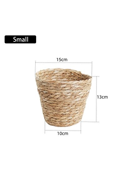 Choice سلة زهور صغيرة قطعة واحدة لتزيين الحدائق والشرفات، مصنوعة من القش المن...