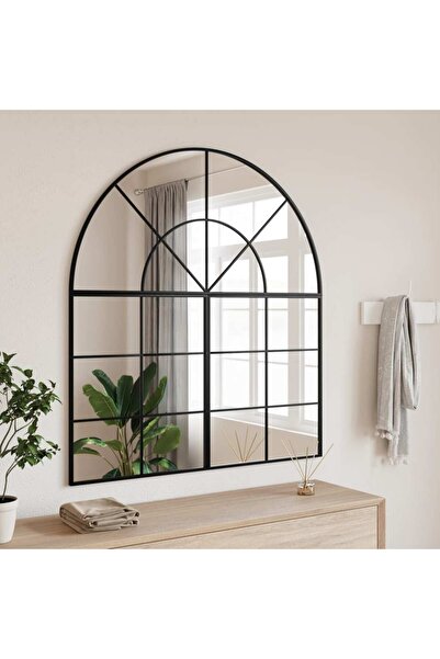 vidaxl Wall Mirror Black 100x50 cm Arch Iron