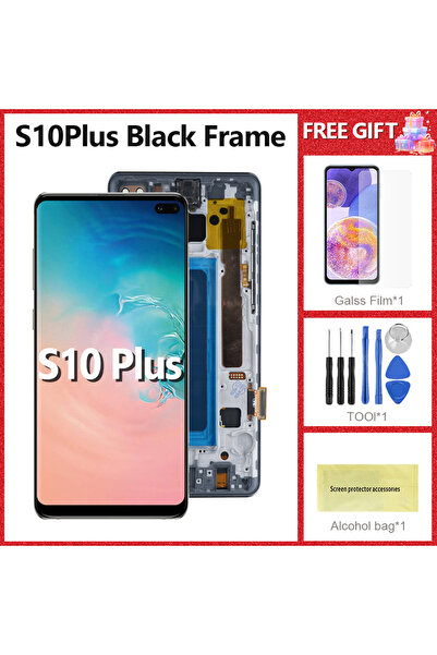 choice2 شاشة S10 بلس بإطار أسود، تم اختبارها بنسبة 100%، متوافقة مع شاشة S10 ...