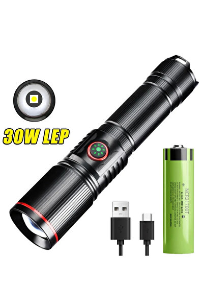 Choice 21700 Battery Powerful Led White Laser Flashlight Torch Type C Recharg...