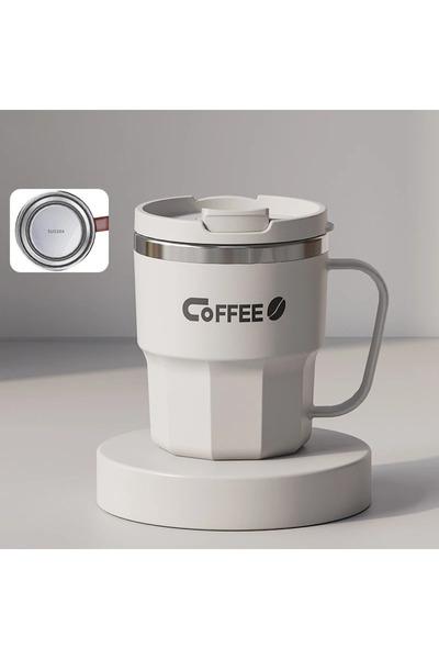 Choice 400ml Grey JUSTINLAU Coffee Mug with Lid Stainless Steel Cold and hot ...